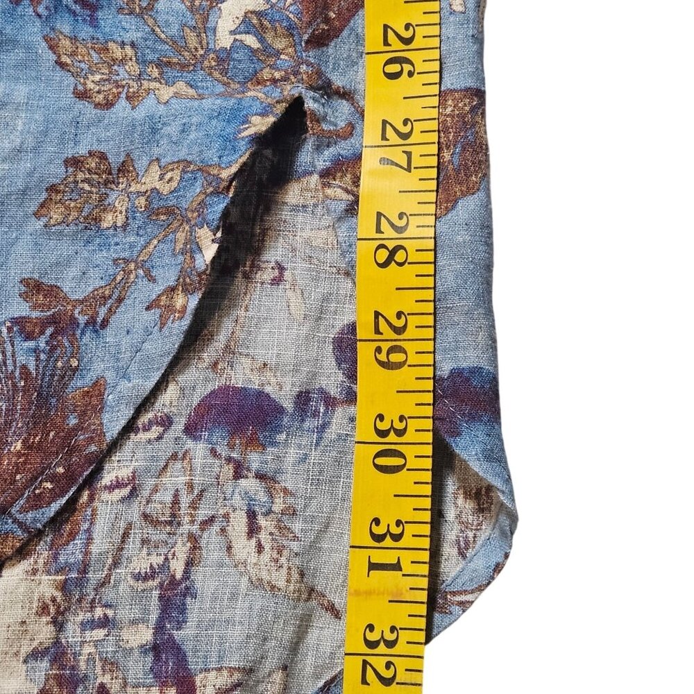 EUC Peruvian Connection Women Linen Trapani Tunic L Blue Floral Boho Artisan - Picture 13 of 14
